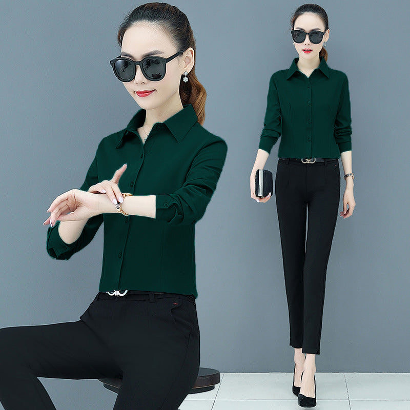 Women's Long Sleeve Slim Fit Slimming Business Shirt