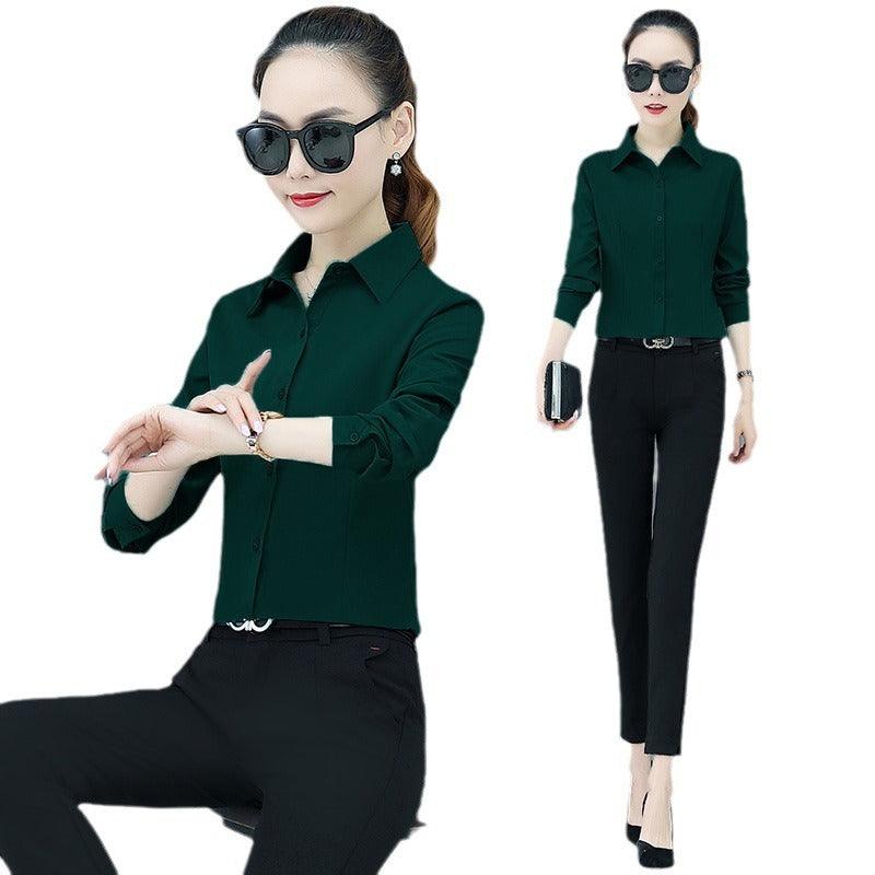 Women's Long Sleeve Slim Fit Slimming Business Shirt